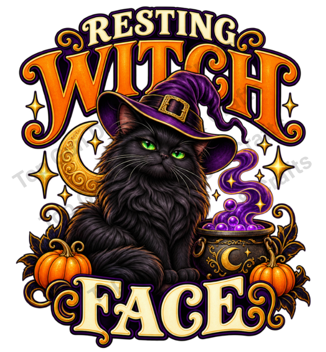 Resting Witch Face DTF Transfer – Top Gun Designs & Crafts